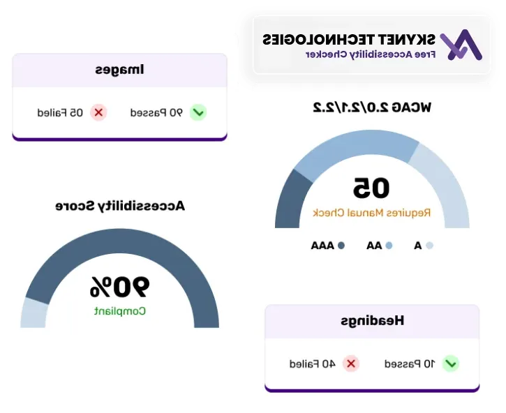 A mockup of an accessibility checker result divided into different screens